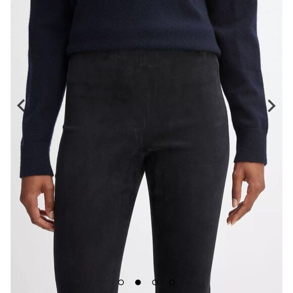 NWT Vince Stretch Suede Split Hem Cropped Pant Coastal Blue size XS - Picture 2 of 10